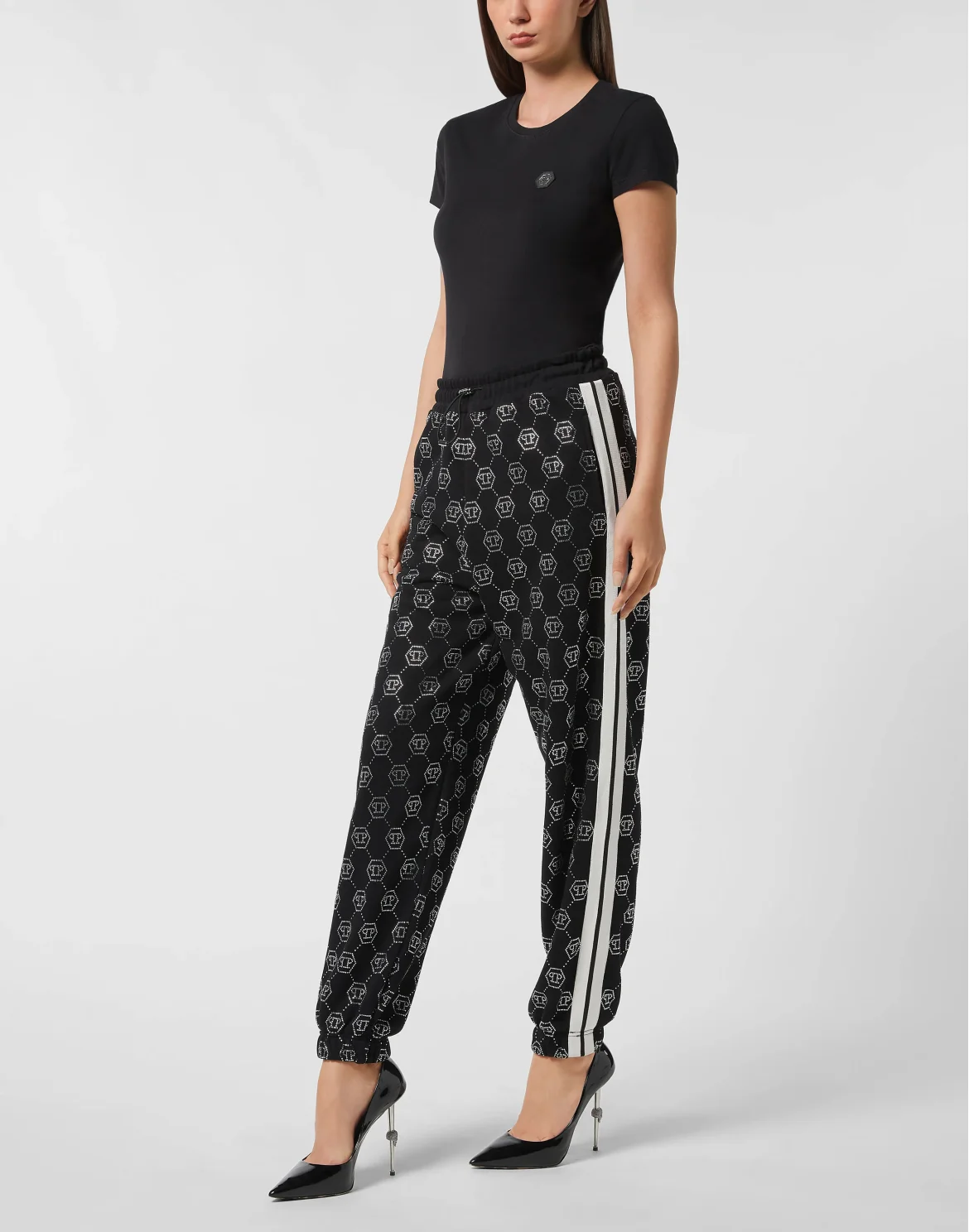 Washed Fleece Joggers Monogram Strass, цвет: Черный