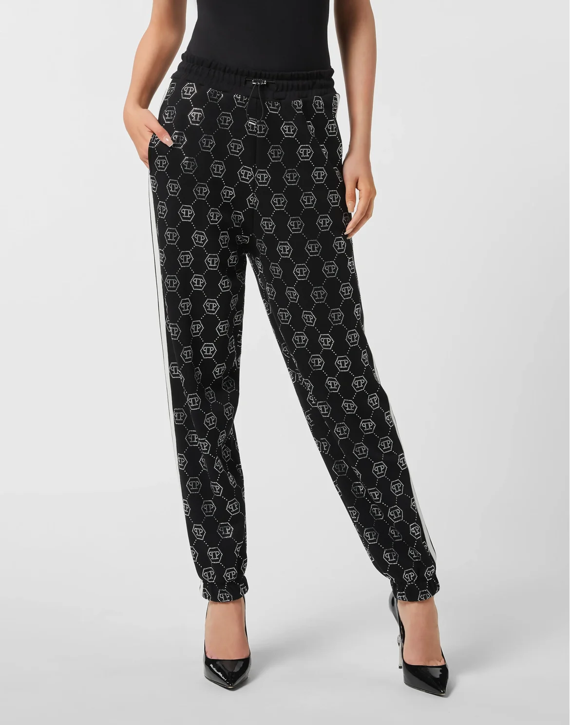 Washed Fleece Joggers Monogram Strass, цвет: Черный