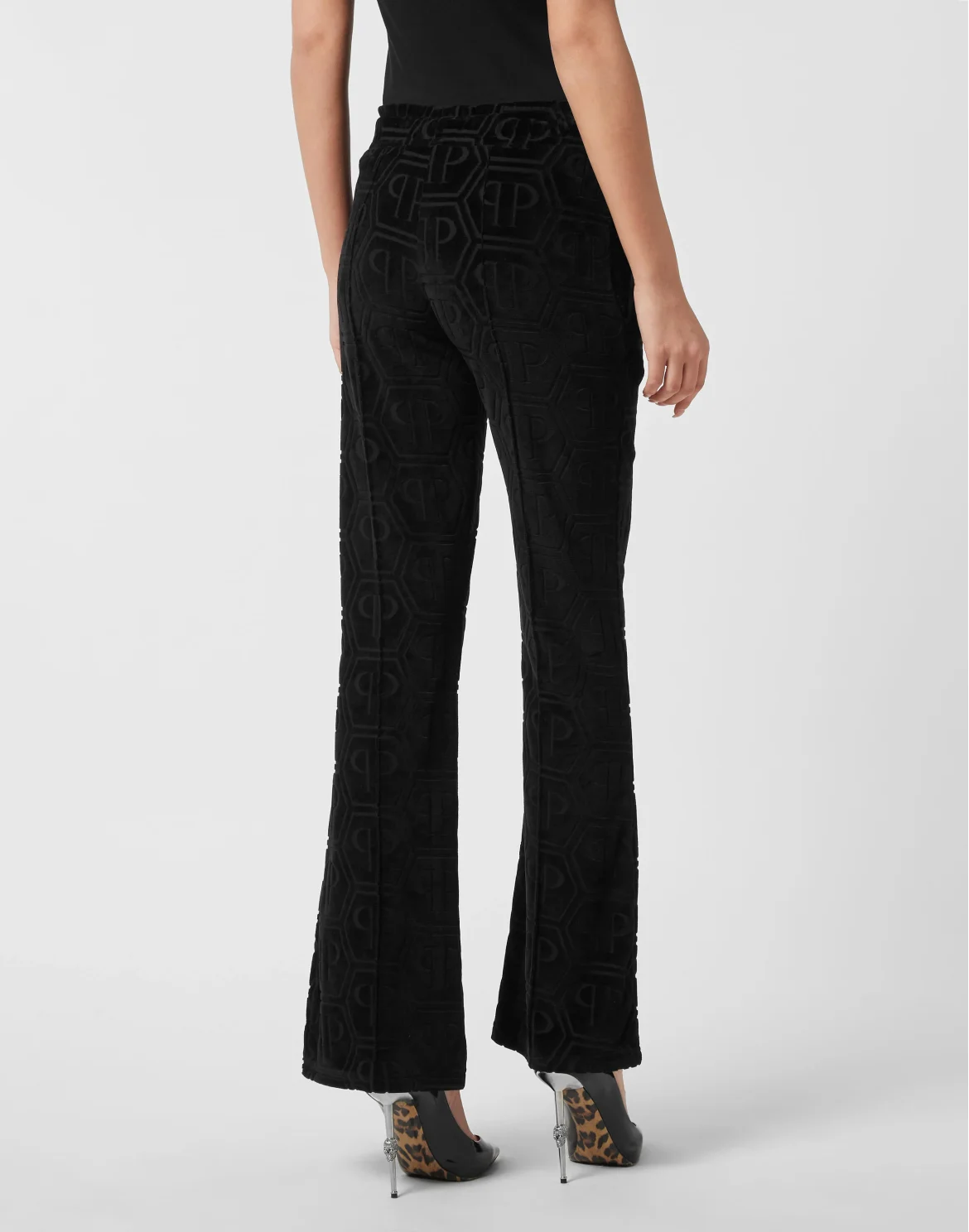 Flared Jogging Pants Jacquard Monogram, цвет: Черный