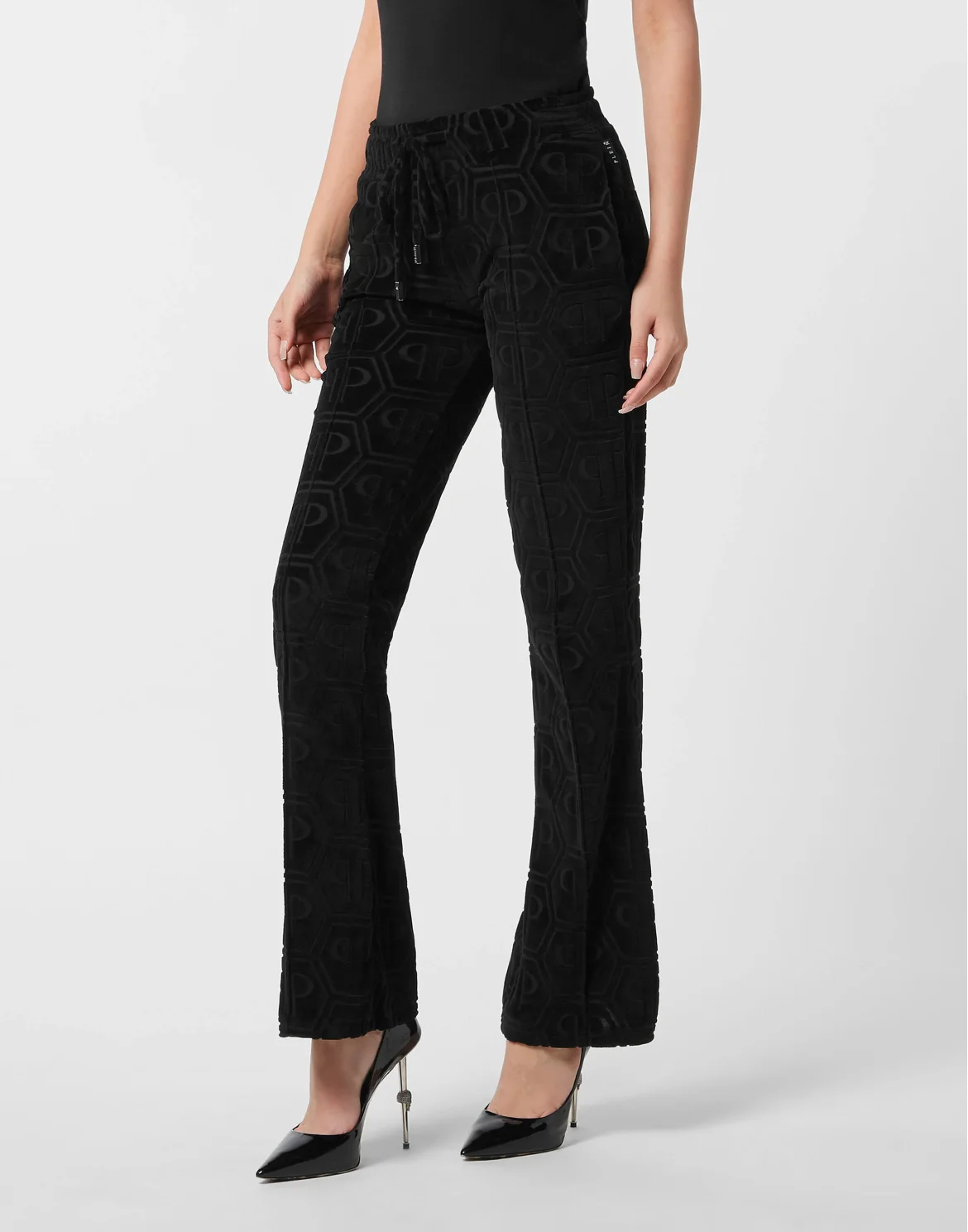Flared Jogging Pants Jacquard Monogram, цвет: Черный