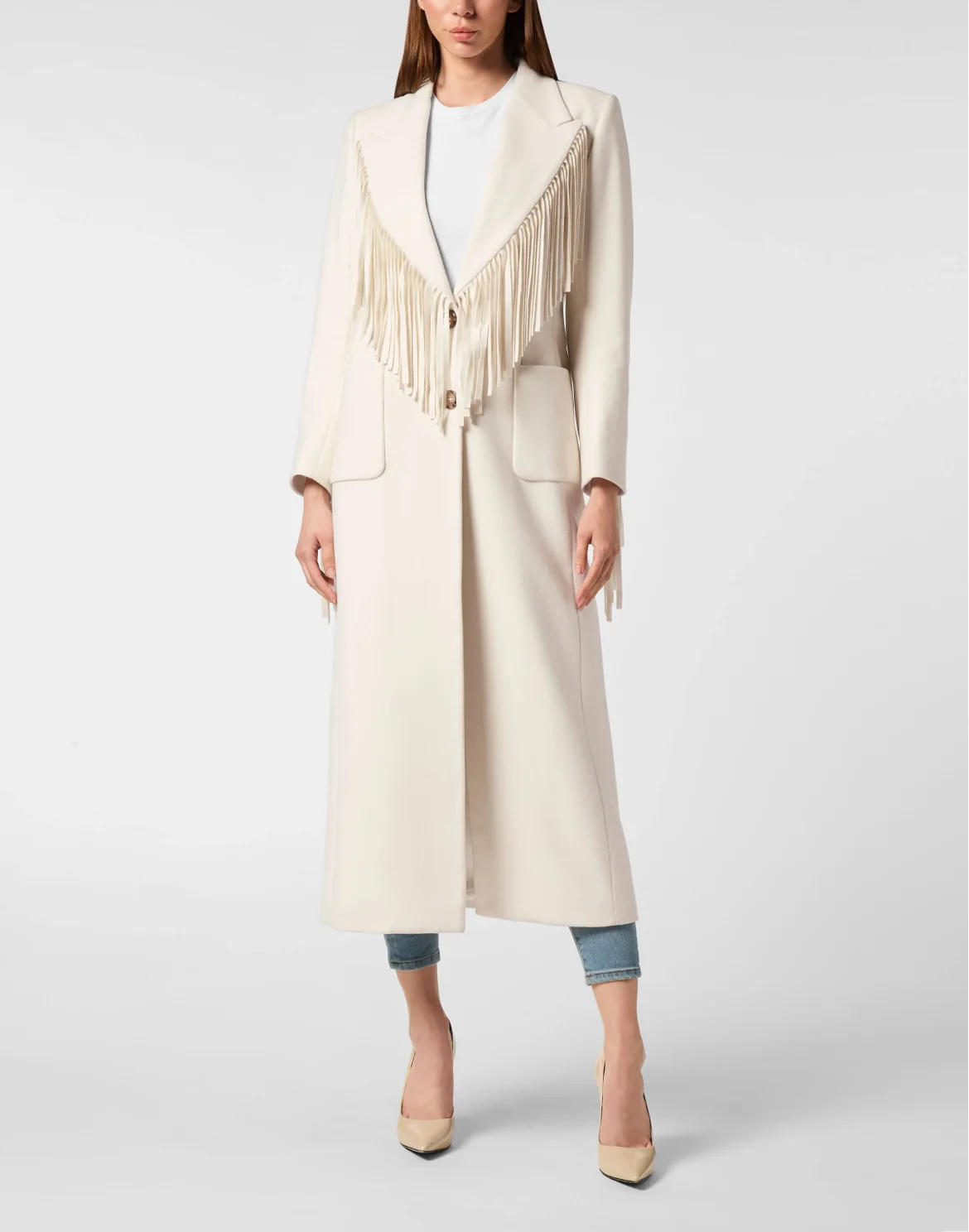 Fringes Long Coat Plein Deluxe, цвет: Бежевый