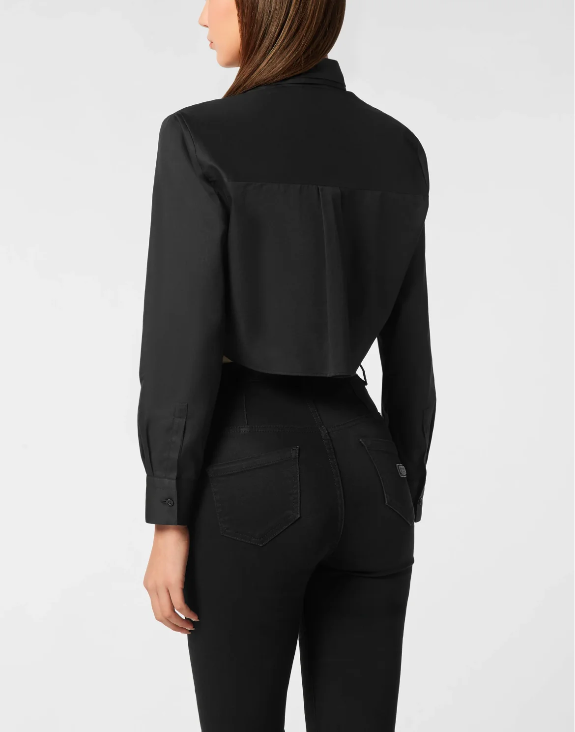 Cropped Double Collar Shirt Plein Deluxe, цвет: Черный