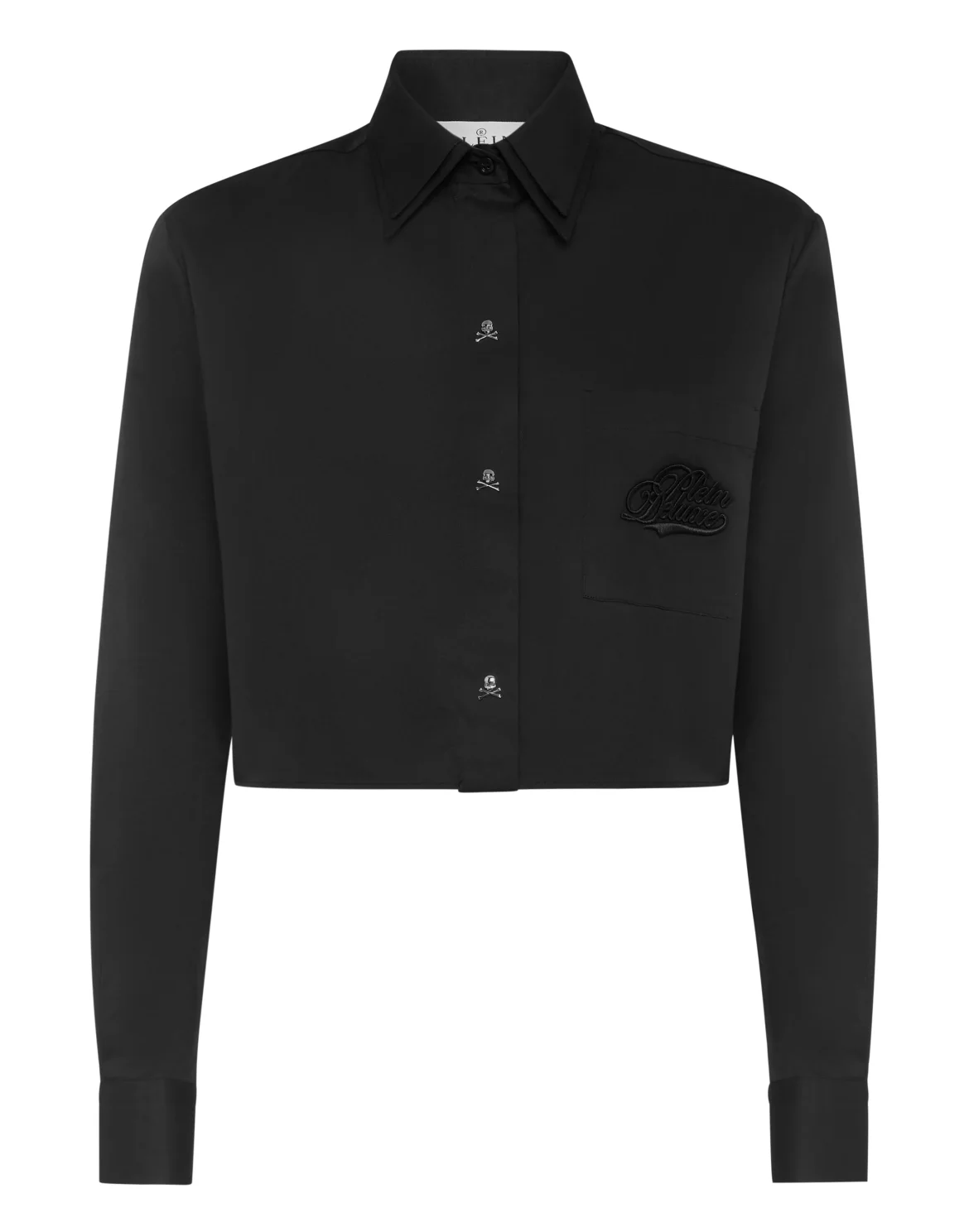 Cropped Double Collar Shirt Plein Deluxe, цвет: Черный
