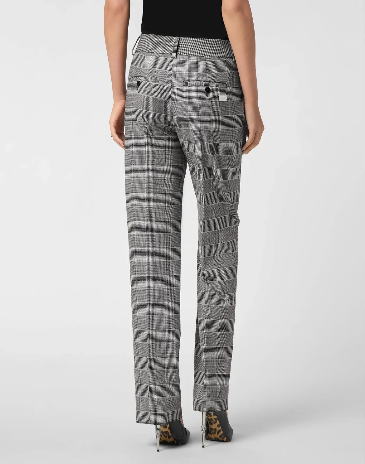 Long Straight Trousers Prince of Wales, цвет: Серый