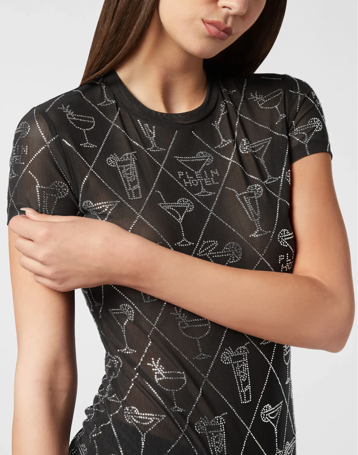Tulle Sexy Pure Fit T-Shirt Cocktails Crystal, цвет: Черный