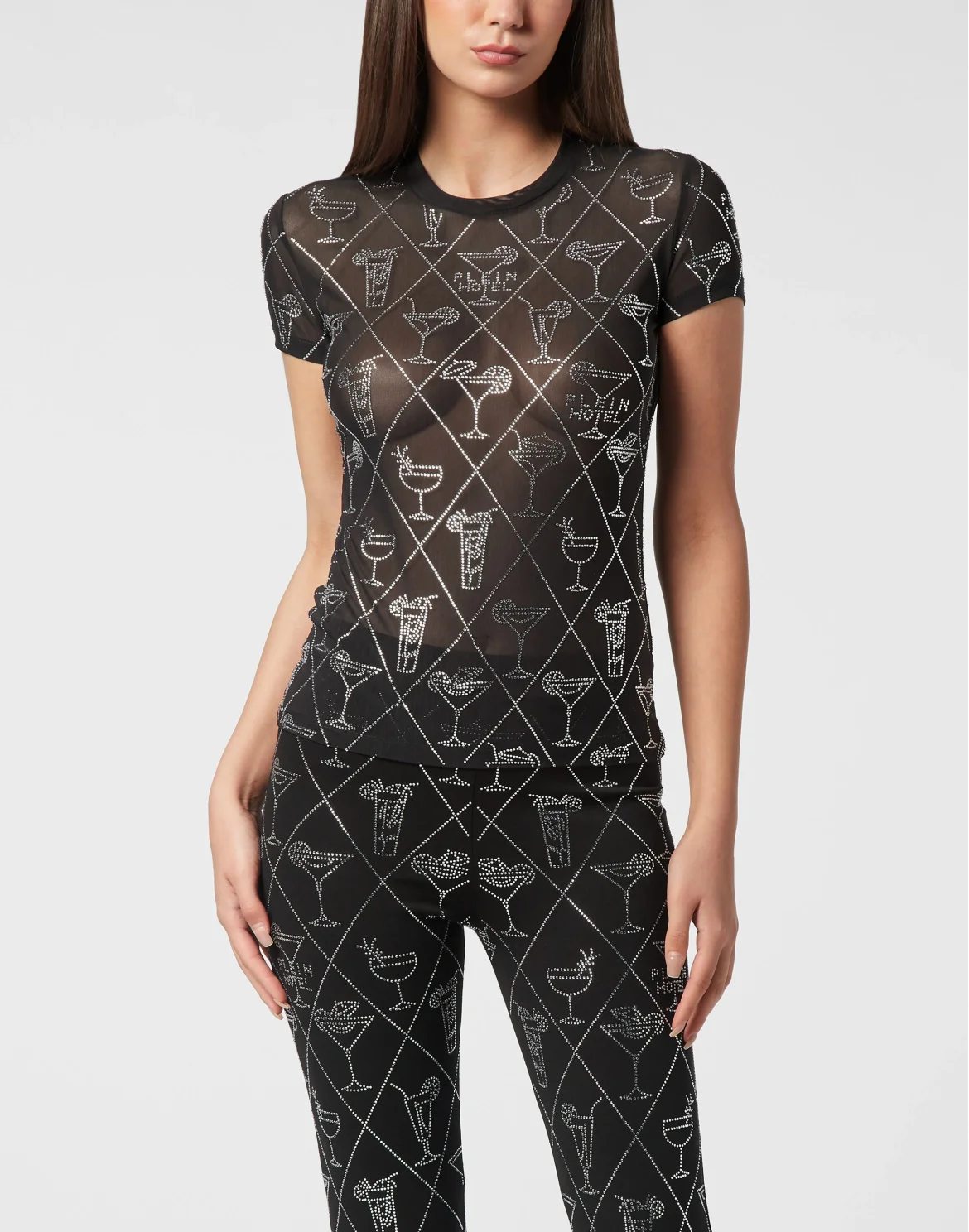 Tulle Sexy Pure Fit T-Shirt Cocktails Crystal, цвет: Черный