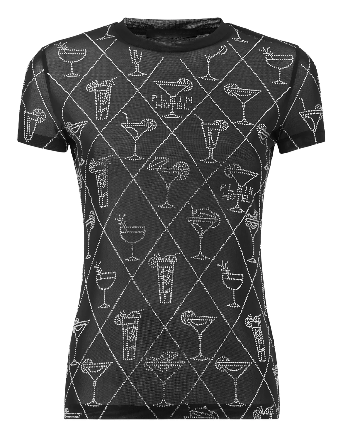 Tulle Sexy Pure Fit T-Shirt Cocktails Crystal, цвет: Черный