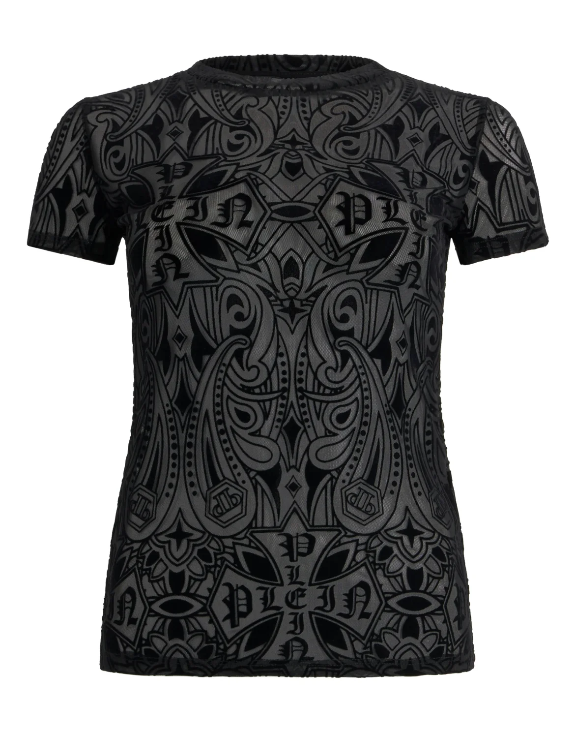 Tulle Sexy Pure Fit T-Shirt Gothic Plein, цвет: Черный