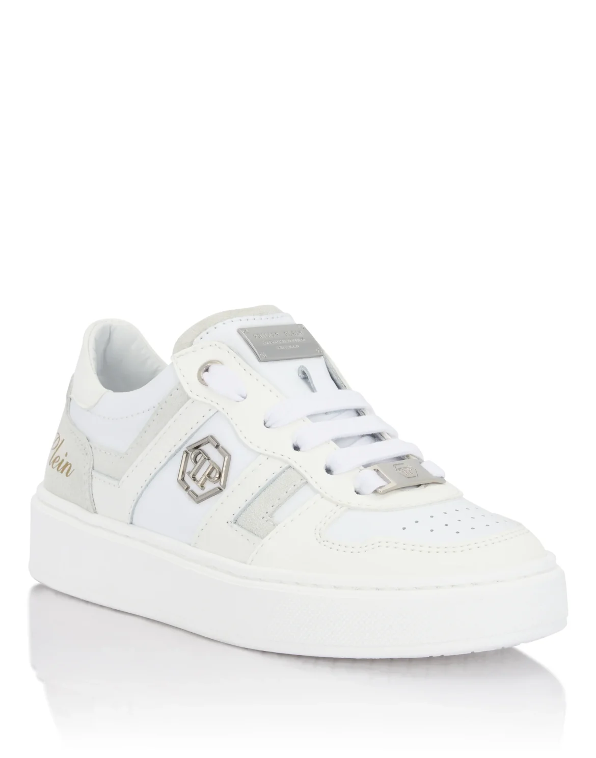 Mix Materials Low-Top Sneakers, цвет: Белый