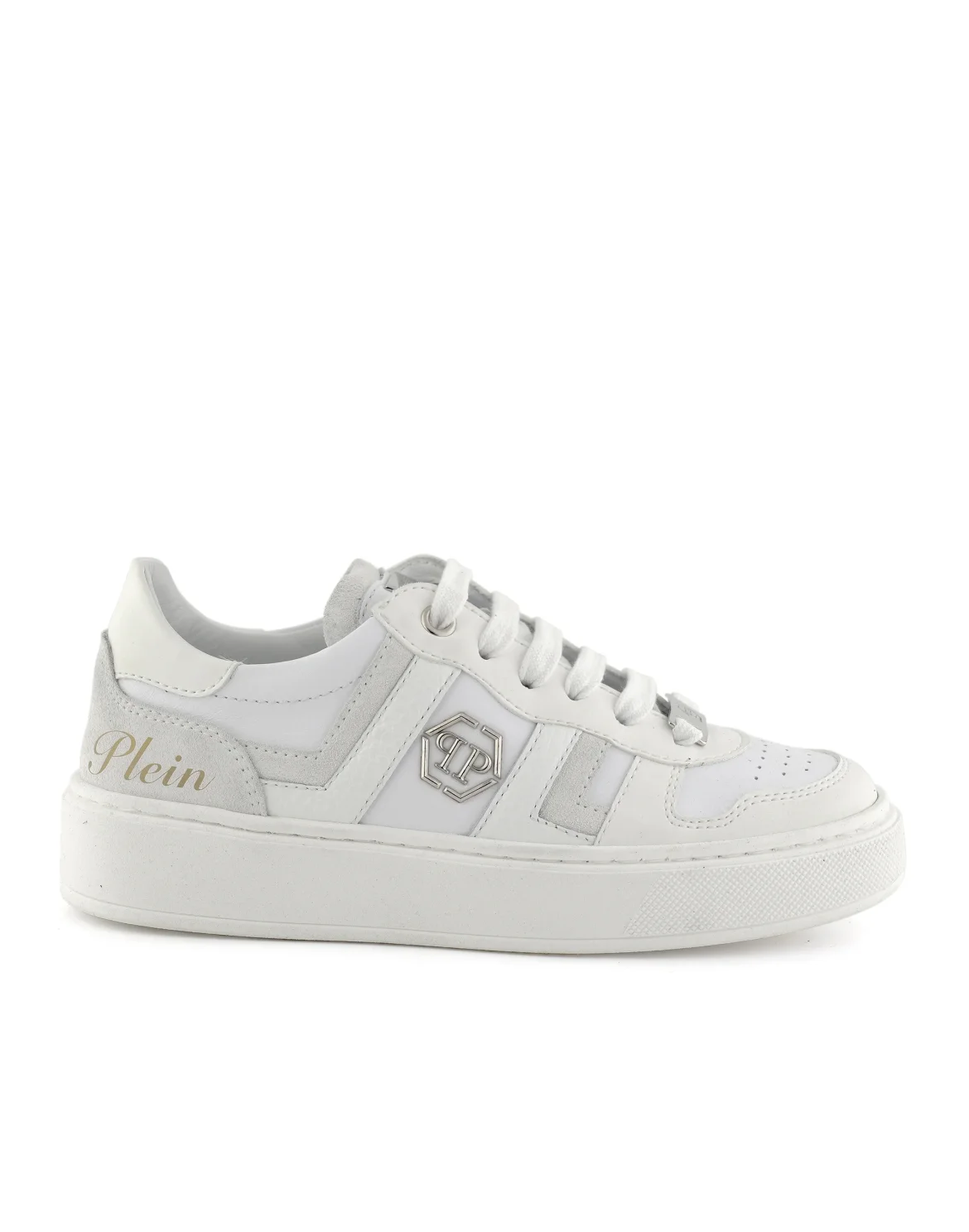 Mix Materials Low-Top Sneakers, цвет: Белый