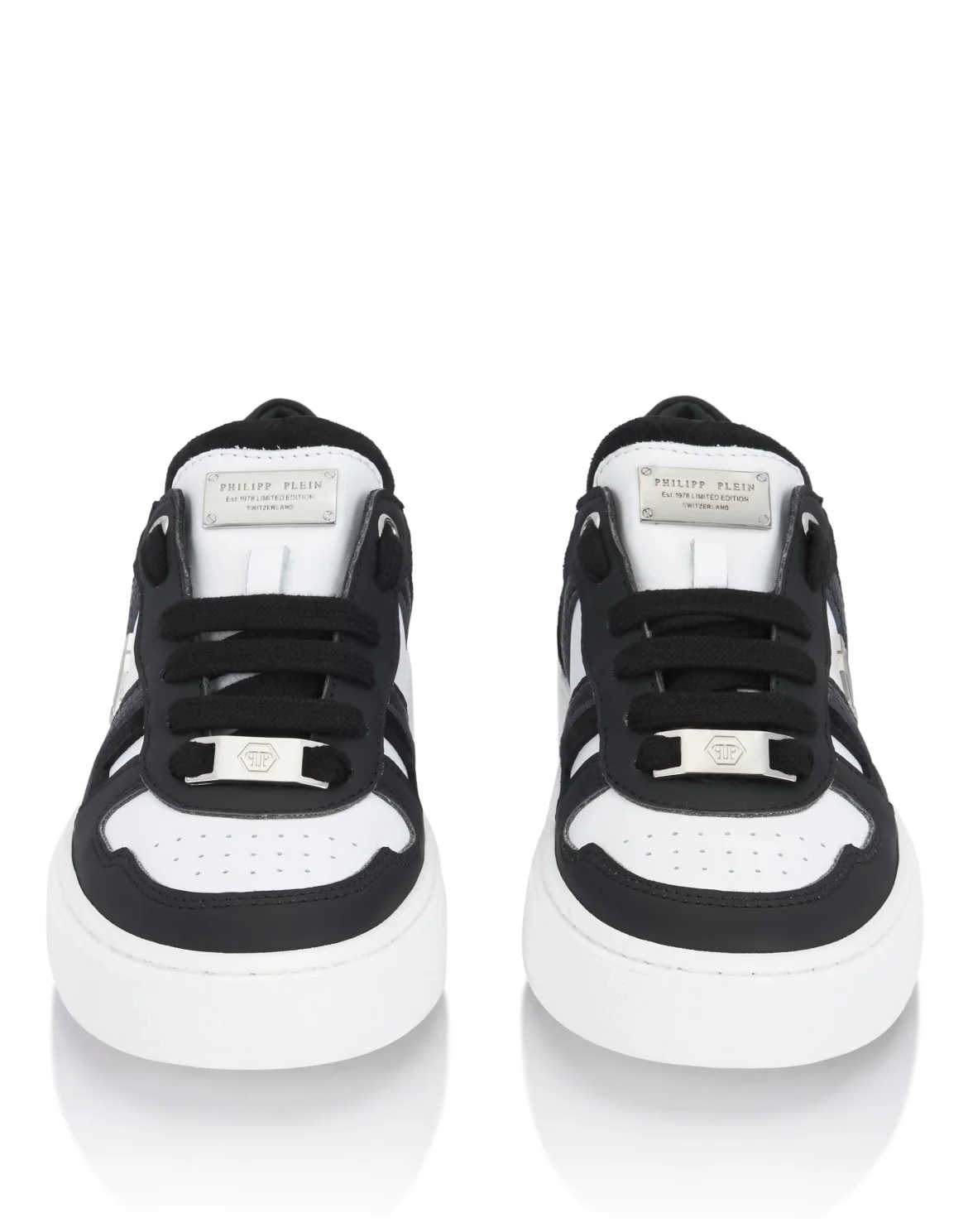 Mix Materials Low-Top Sneakers, цвет: Черный