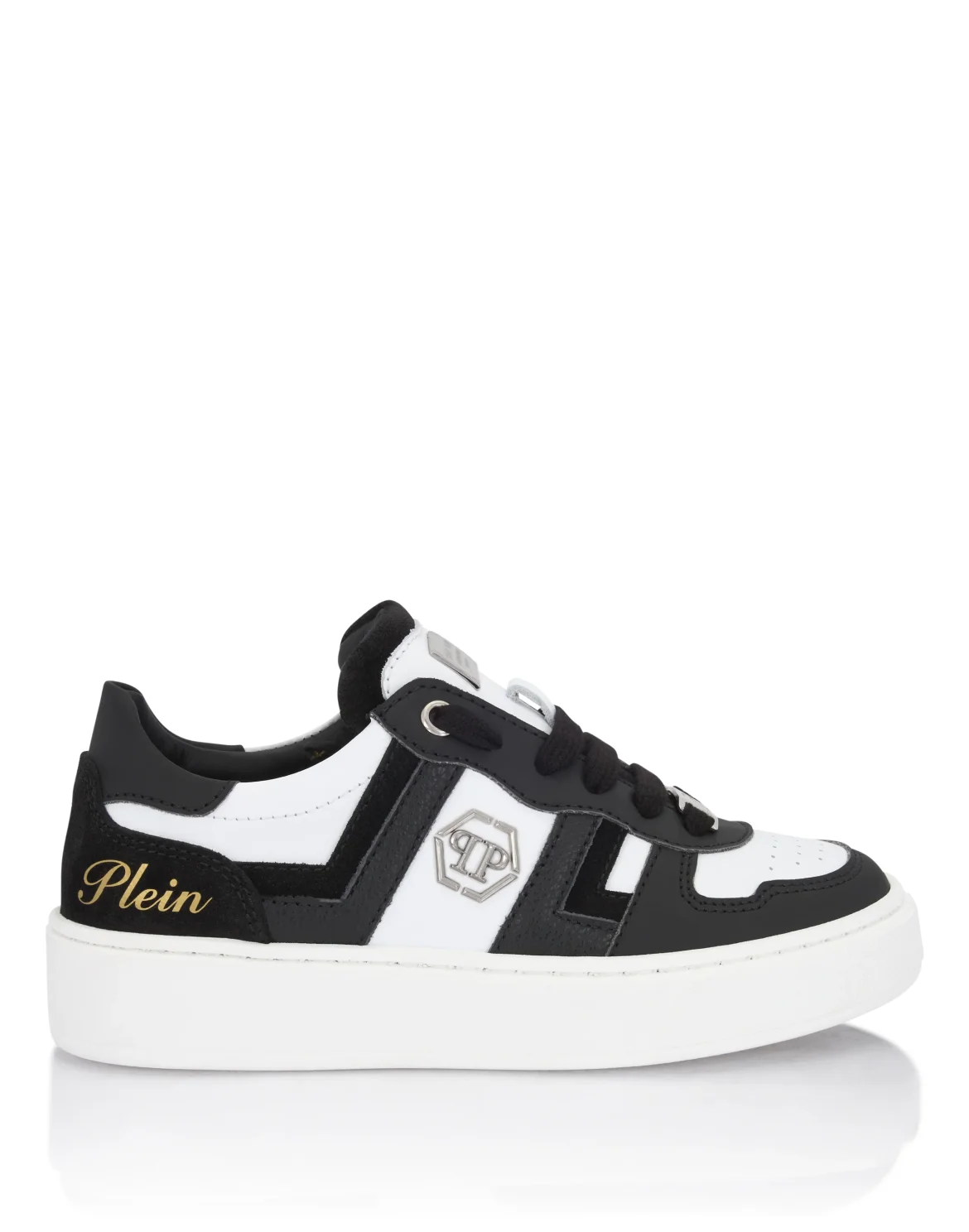 Mix Materials Low-Top Sneakers, цвет: Черный