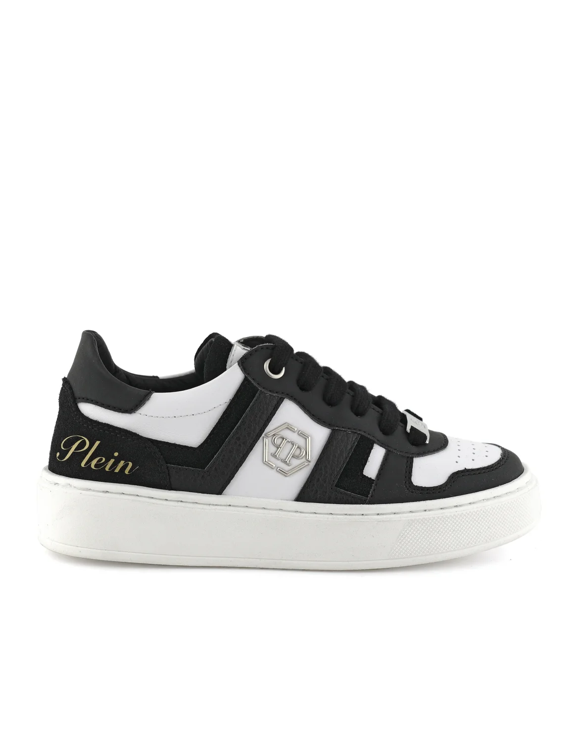 Mix Materials Low-Top Sneakers, цвет: Черный