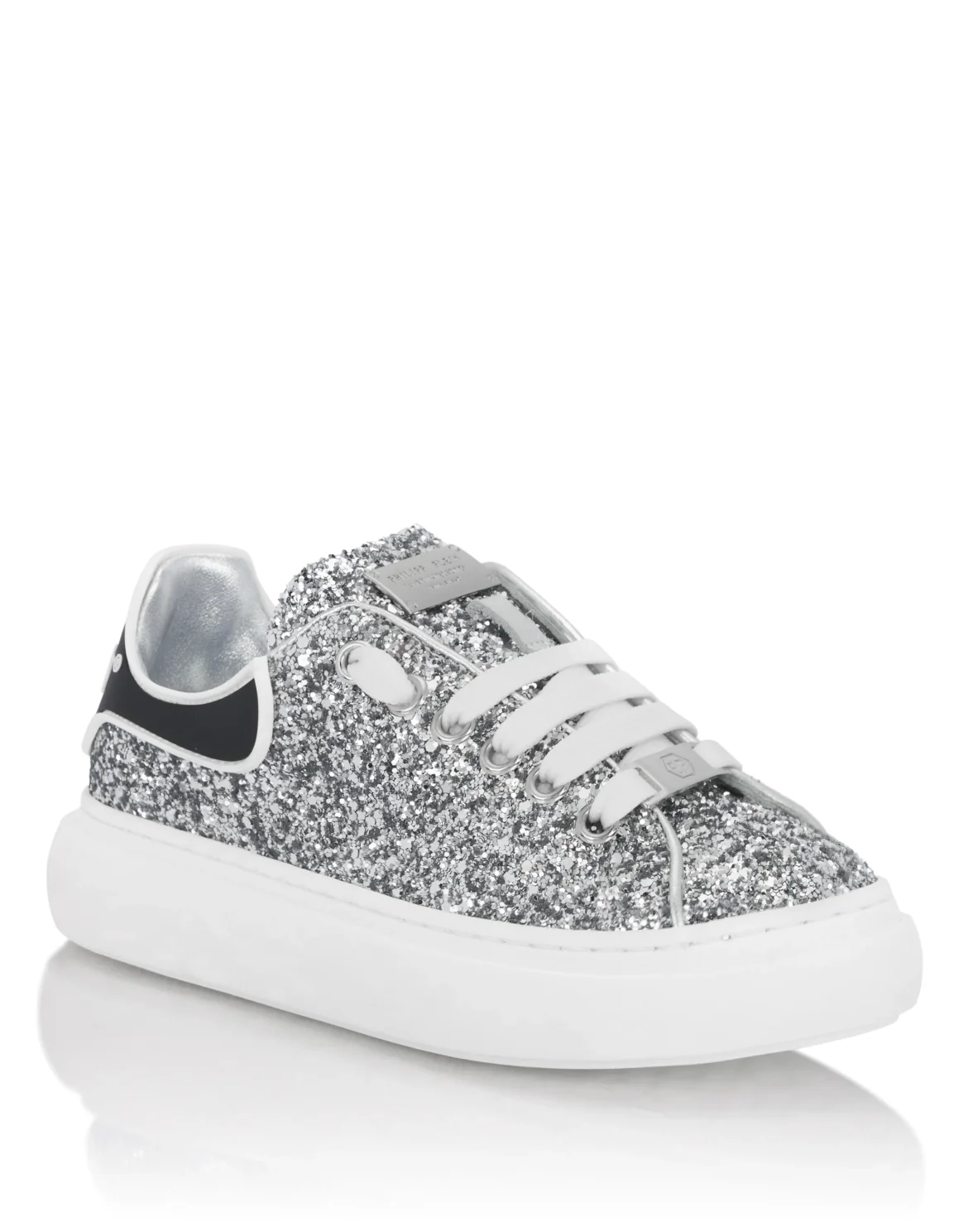 Low-Top Sneakers Glitter, цвет: Серебристый