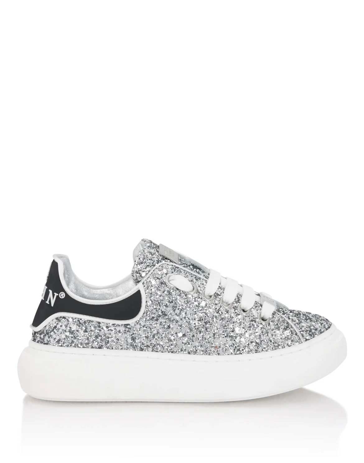 Low-Top Sneakers Glitter, цвет: Серебристый