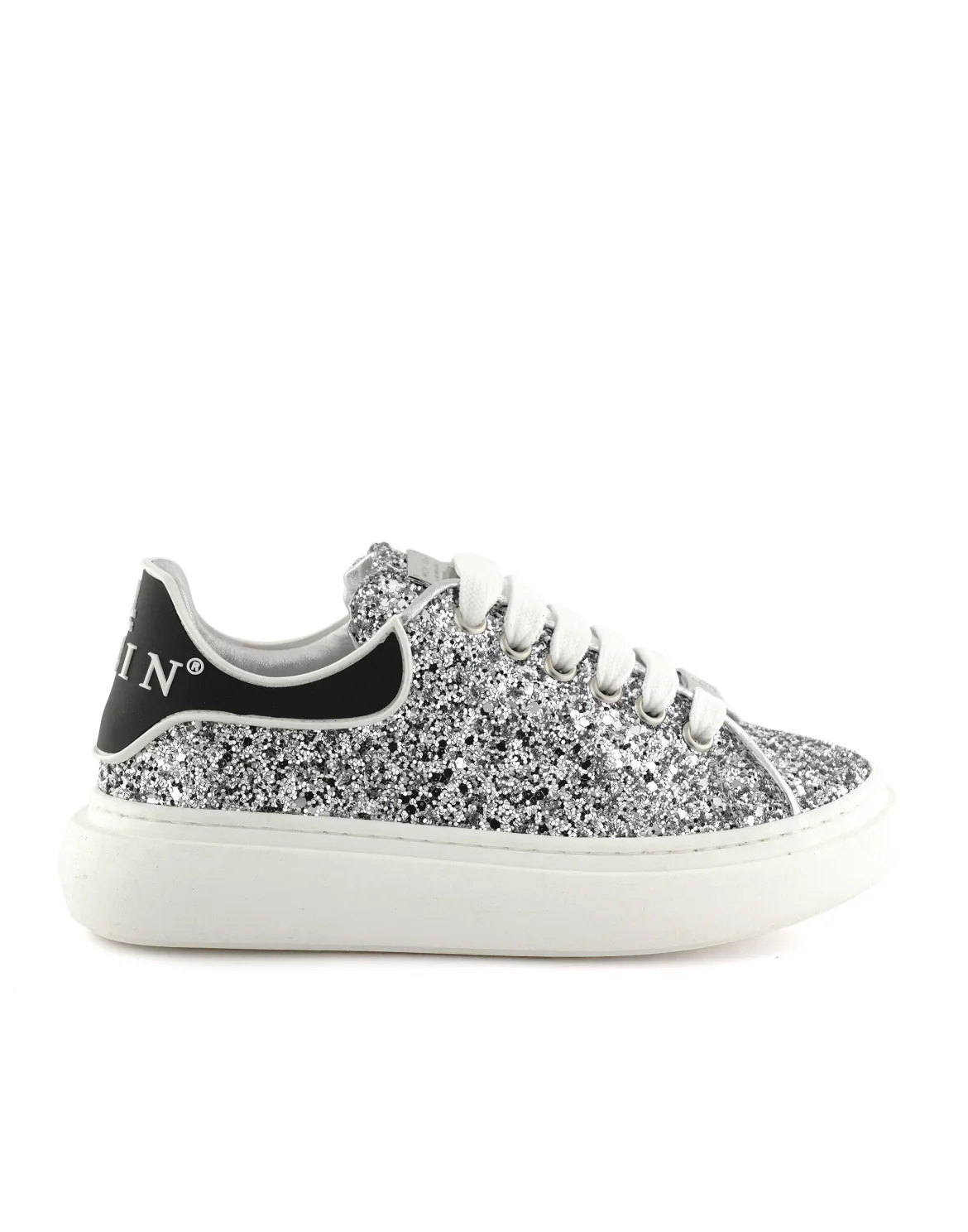 Low-Top Sneakers Glitter, цвет: Серебристый