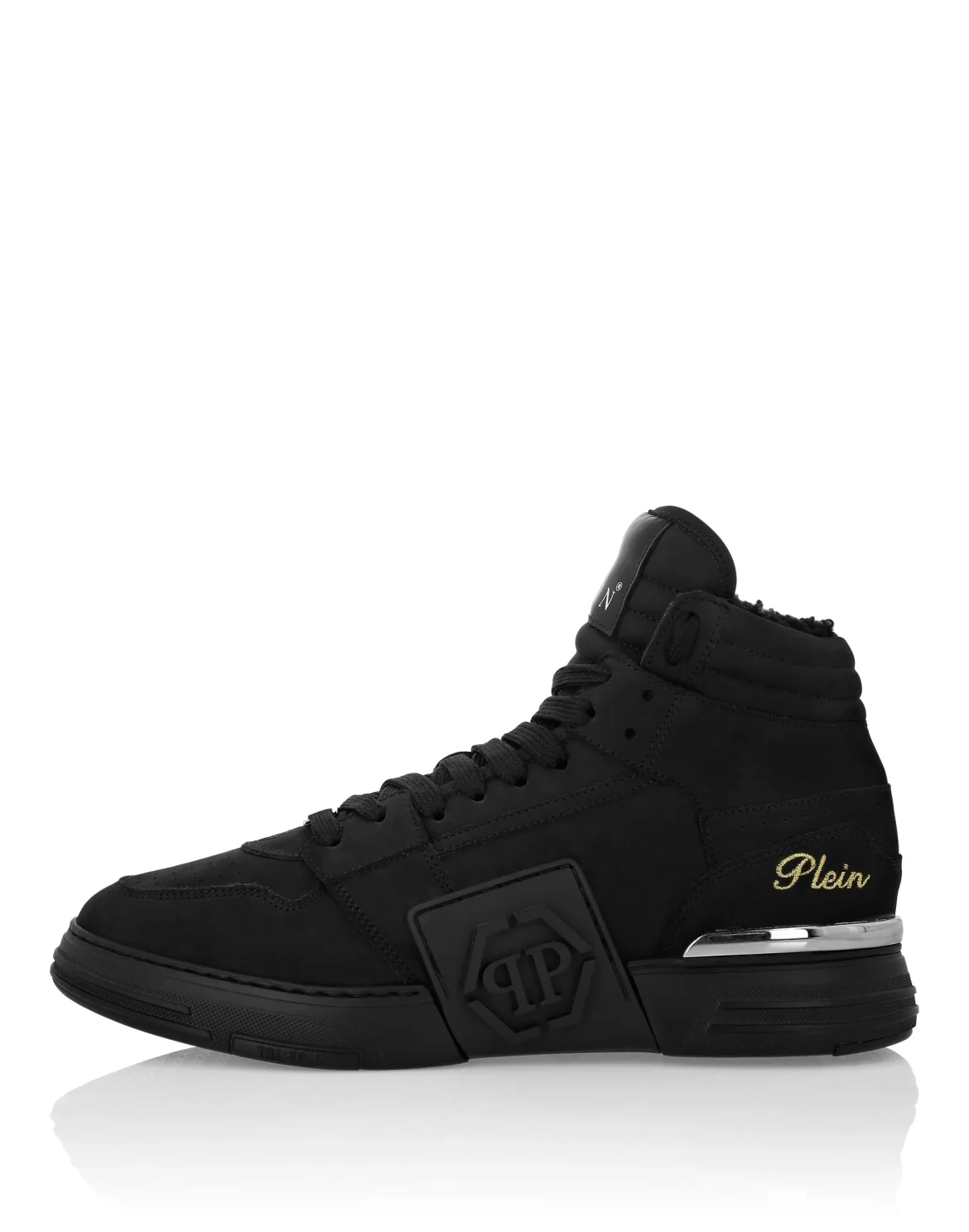 Suede & Shearling Mid Top Sneakers Phantom Kick$, цвет: Черный