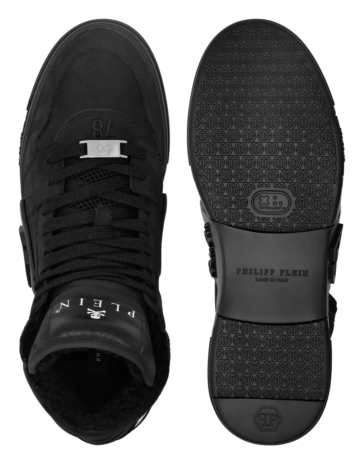 Suede & Shearling Mid Top Sneakers Phantom Kick$, цвет: Черный