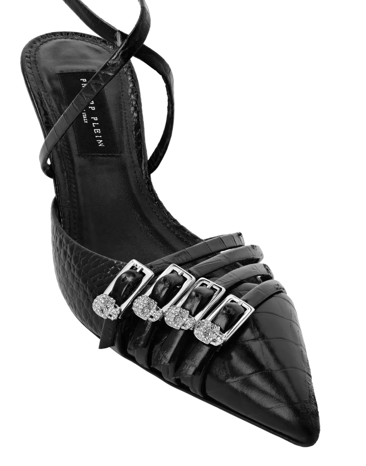 Multi-Strap Low-Heel Slingback Cocco Print, цвет: Черный