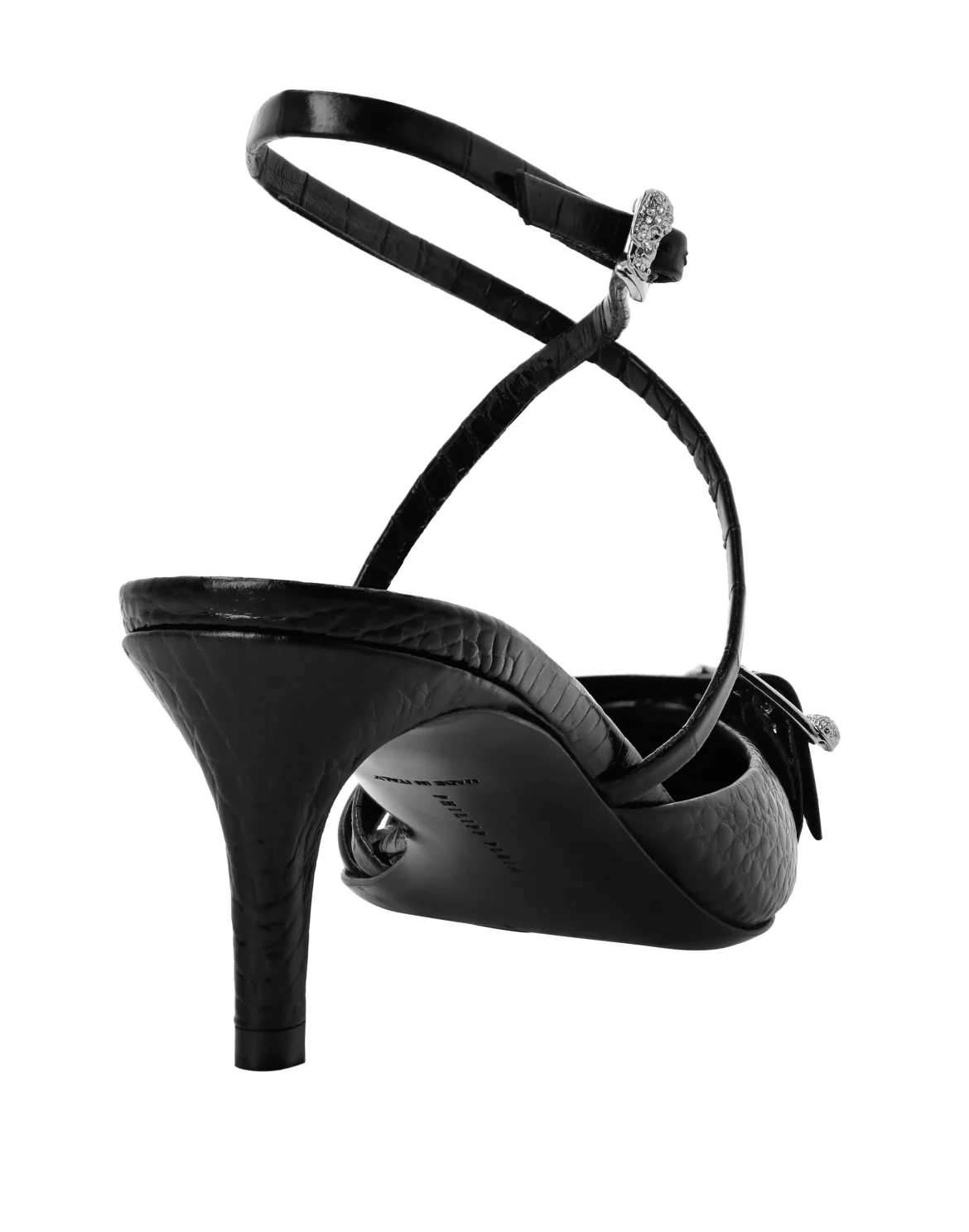 Multi-Strap Low-Heel Slingback Cocco Print, цвет: Черный