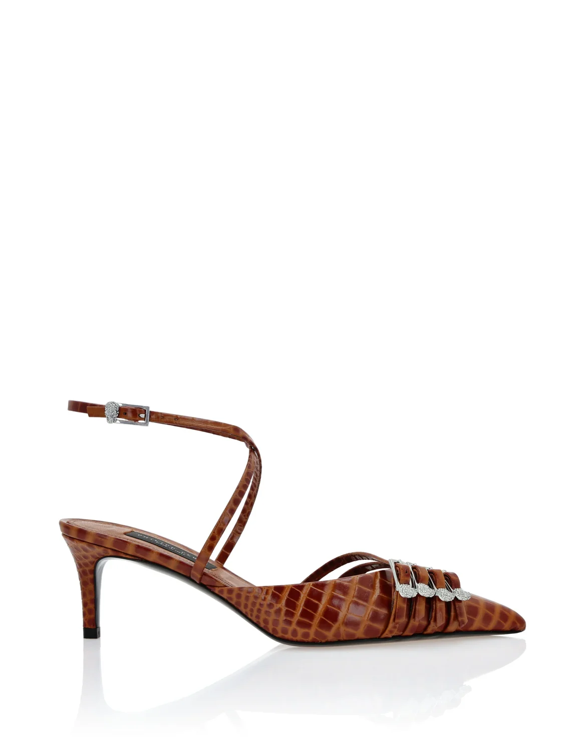 Multi-Strap Low-Heel Slingback Cocco Print, цвет: Коричневый