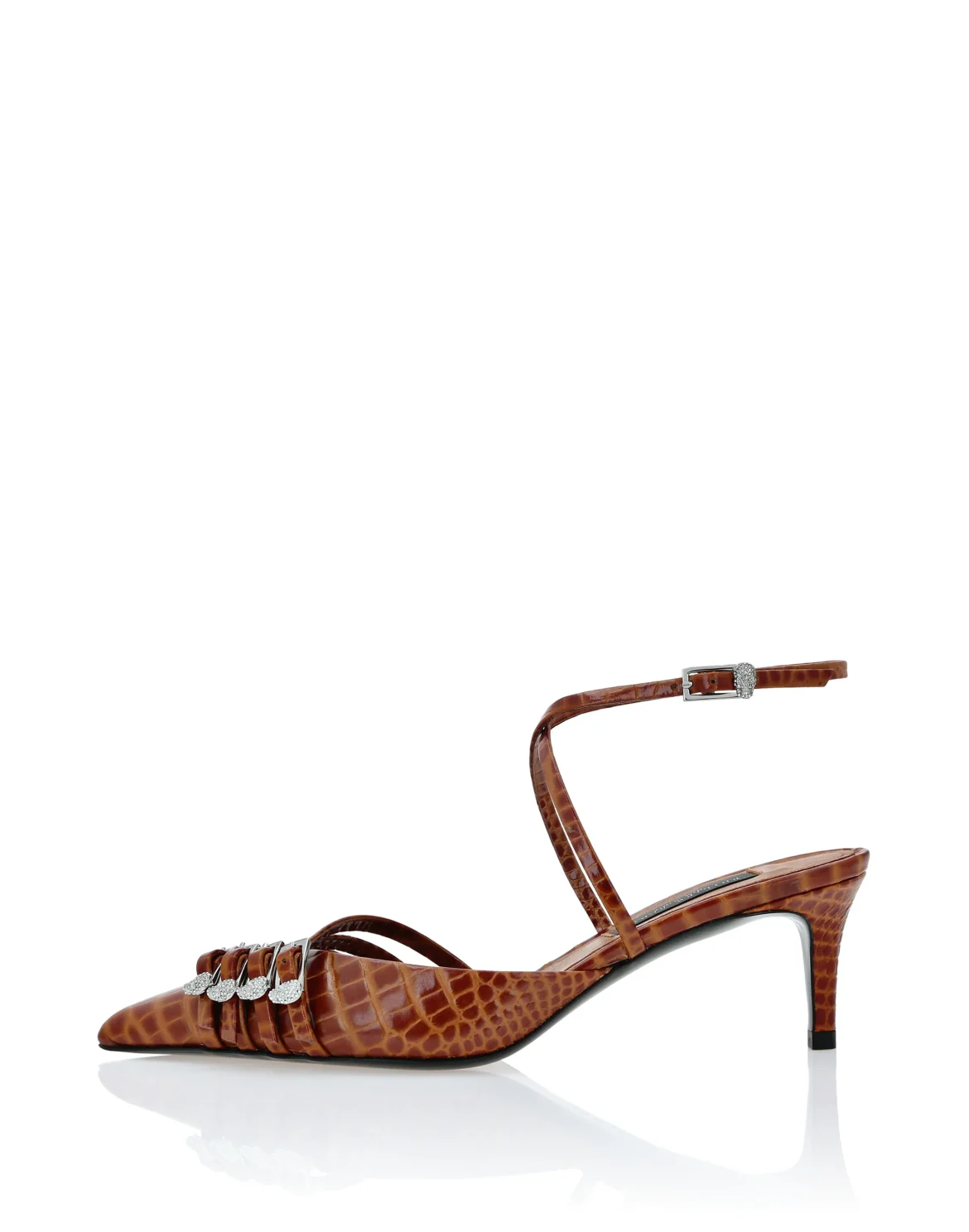 Multi-Strap Low-Heel Slingback Cocco Print, цвет: Коричневый