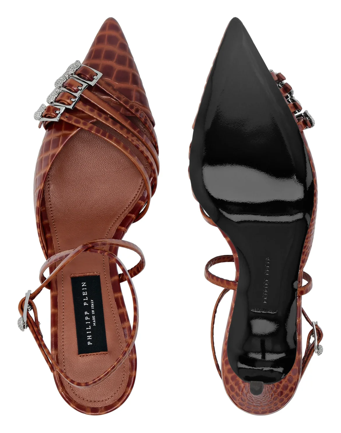 Multi-Strap Low-Heel Slingback Cocco Print, цвет: Коричневый