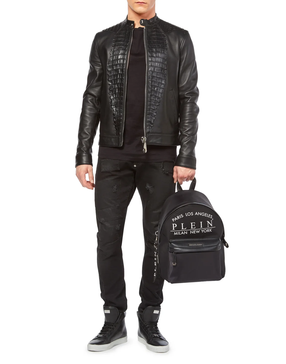 Leather Bomber "Shield", цвет: Черный