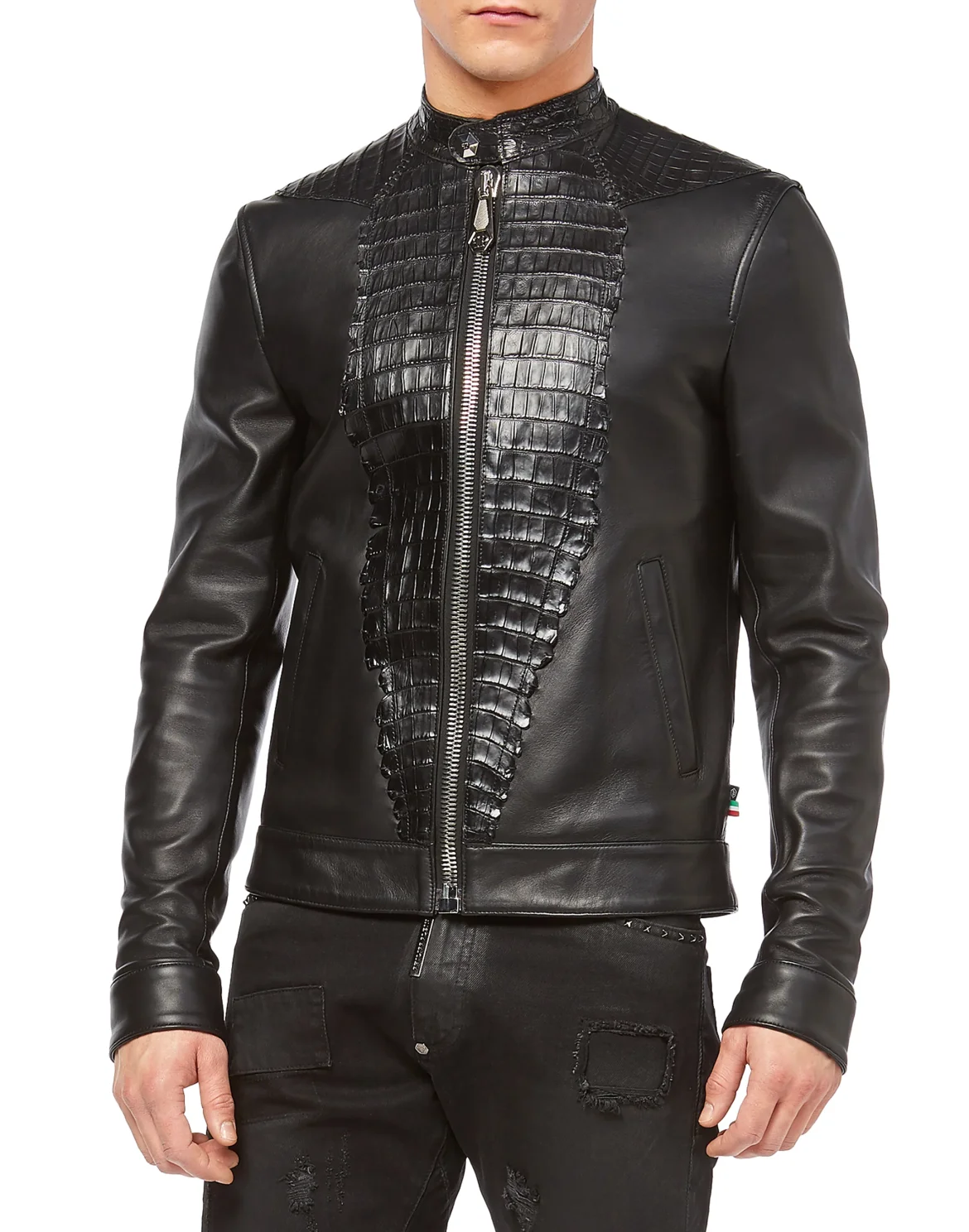 Leather Bomber "Shield", цвет: Черный