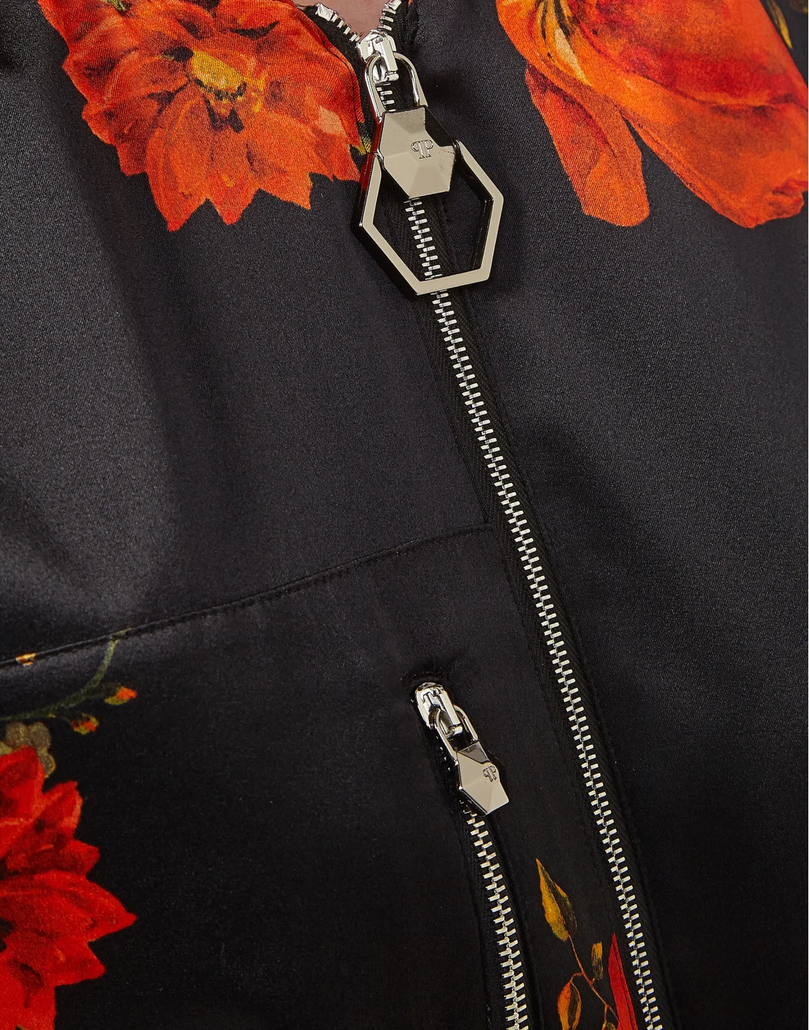 Bomber "Flowers Print", цвет: Черный