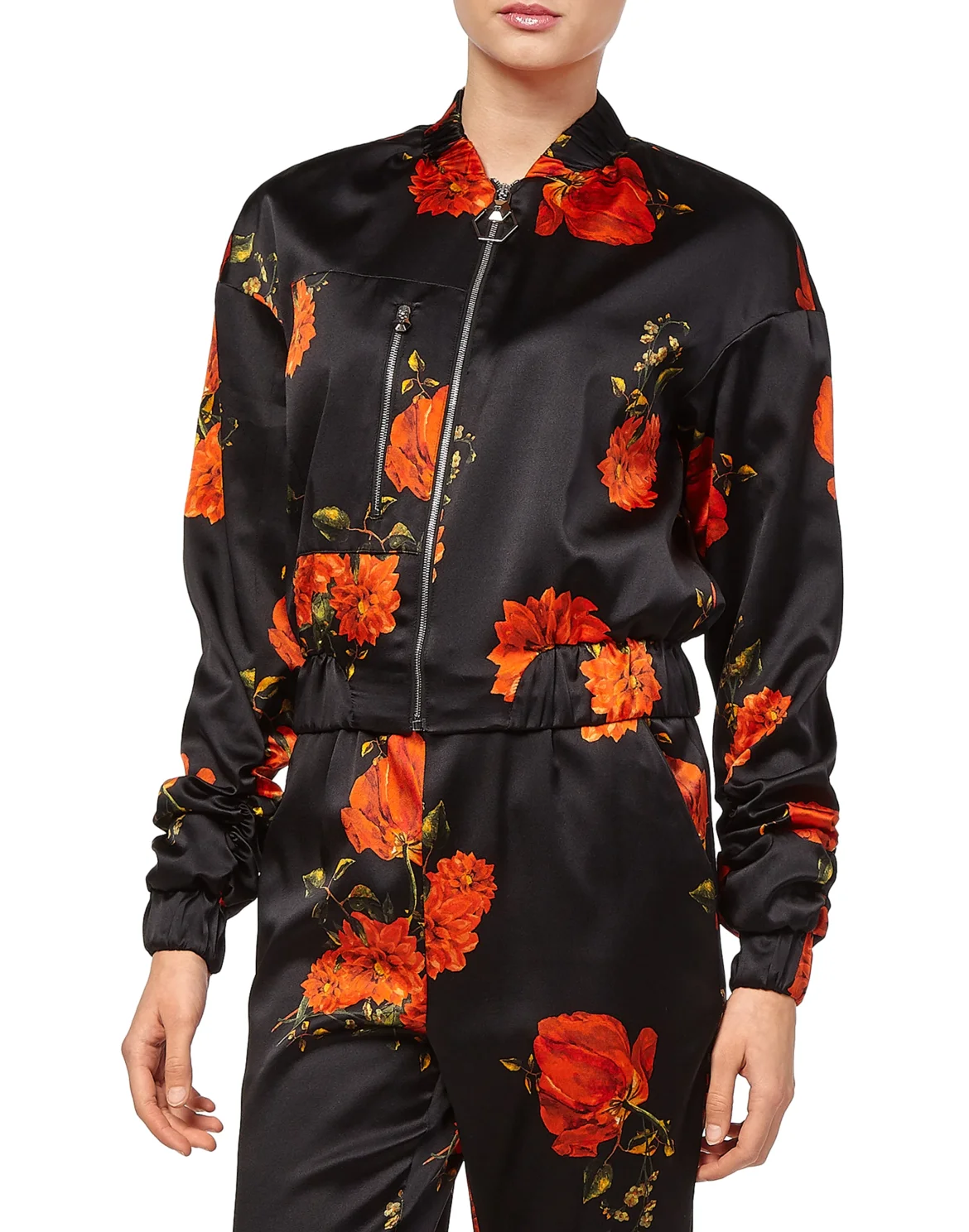 Bomber "Flowers Print", цвет: Черный