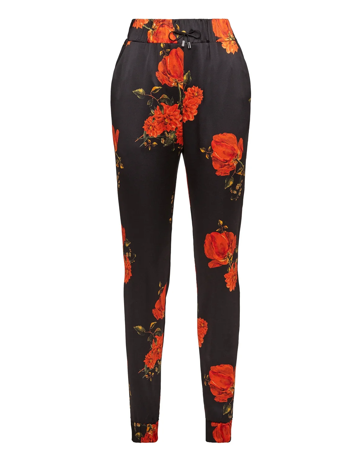 Jogging Trousers "Red Flowers Print", цвет: Черный