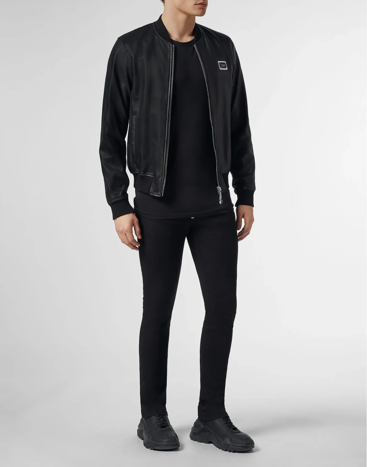 Leather Bomber Statement, цвет: Черный