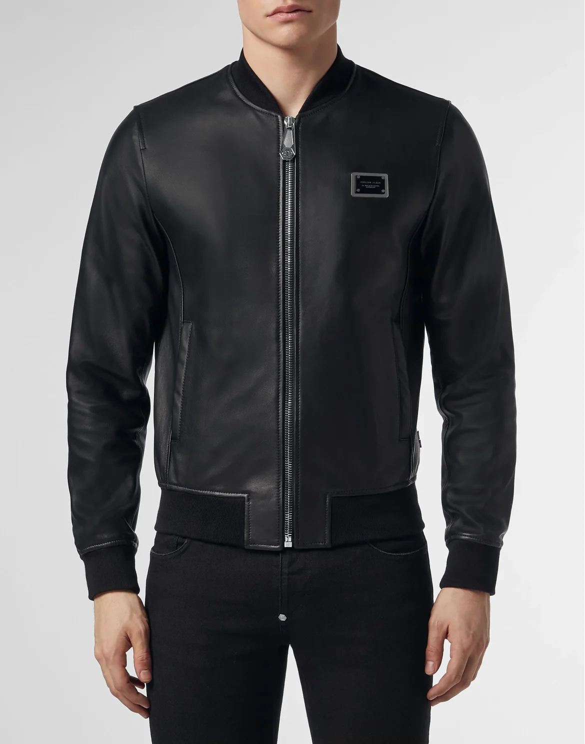Leather Bomber Statement, цвет: Черный