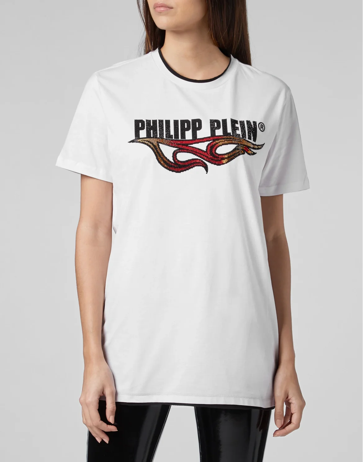 T-shirt Gold Cut Round Neck Flame, цвет: Белый