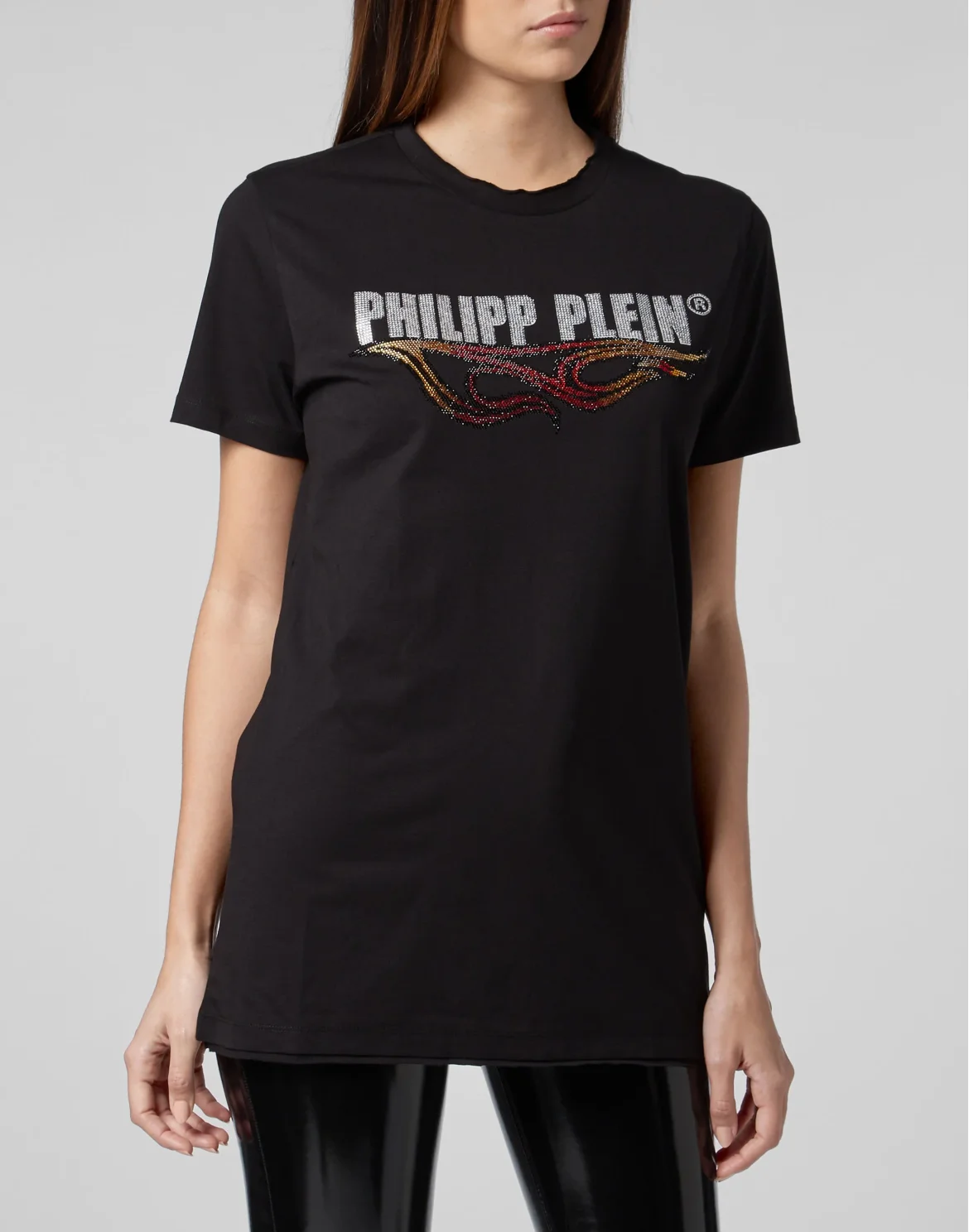 T-shirt Gold Cut Round Neck Flame, цвет: Черный