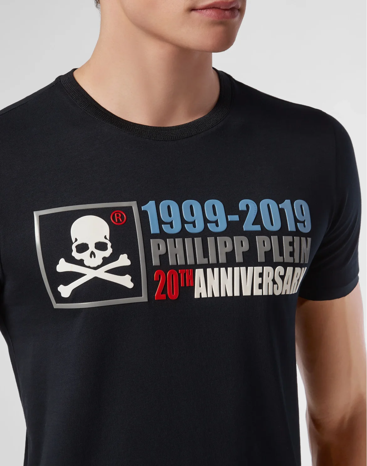 T-shirt Platinum Cut Round Neck Anniversary 20th, цвет: Синий