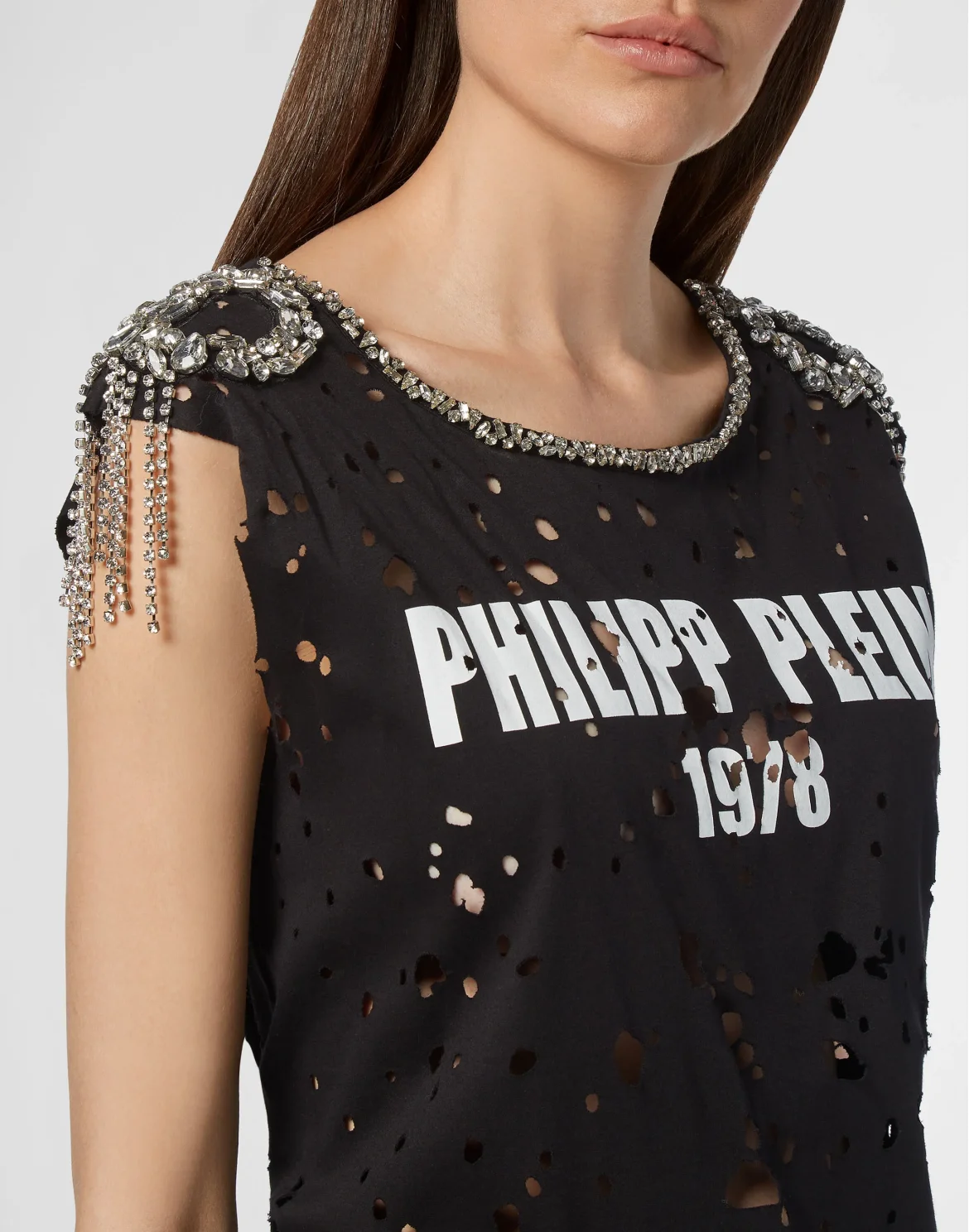 T-shirt Round Neck SS Destroyed, цвет: Черный