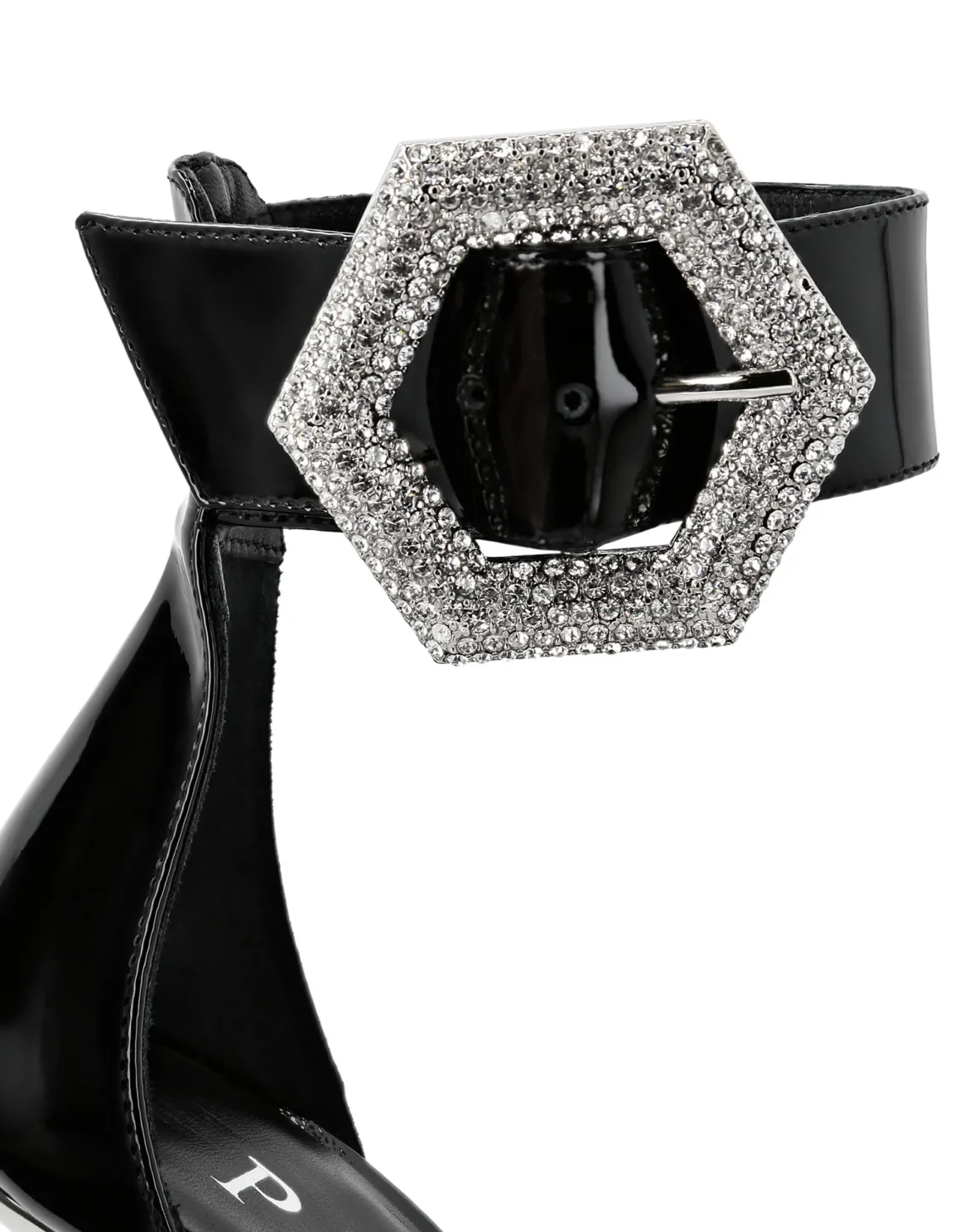 Patent Leather Sandals High Heels Crystal, цвет: Черный