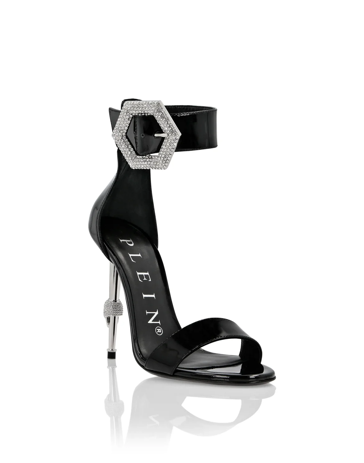 Patent Leather Sandals High Heels Crystal, цвет: Черный