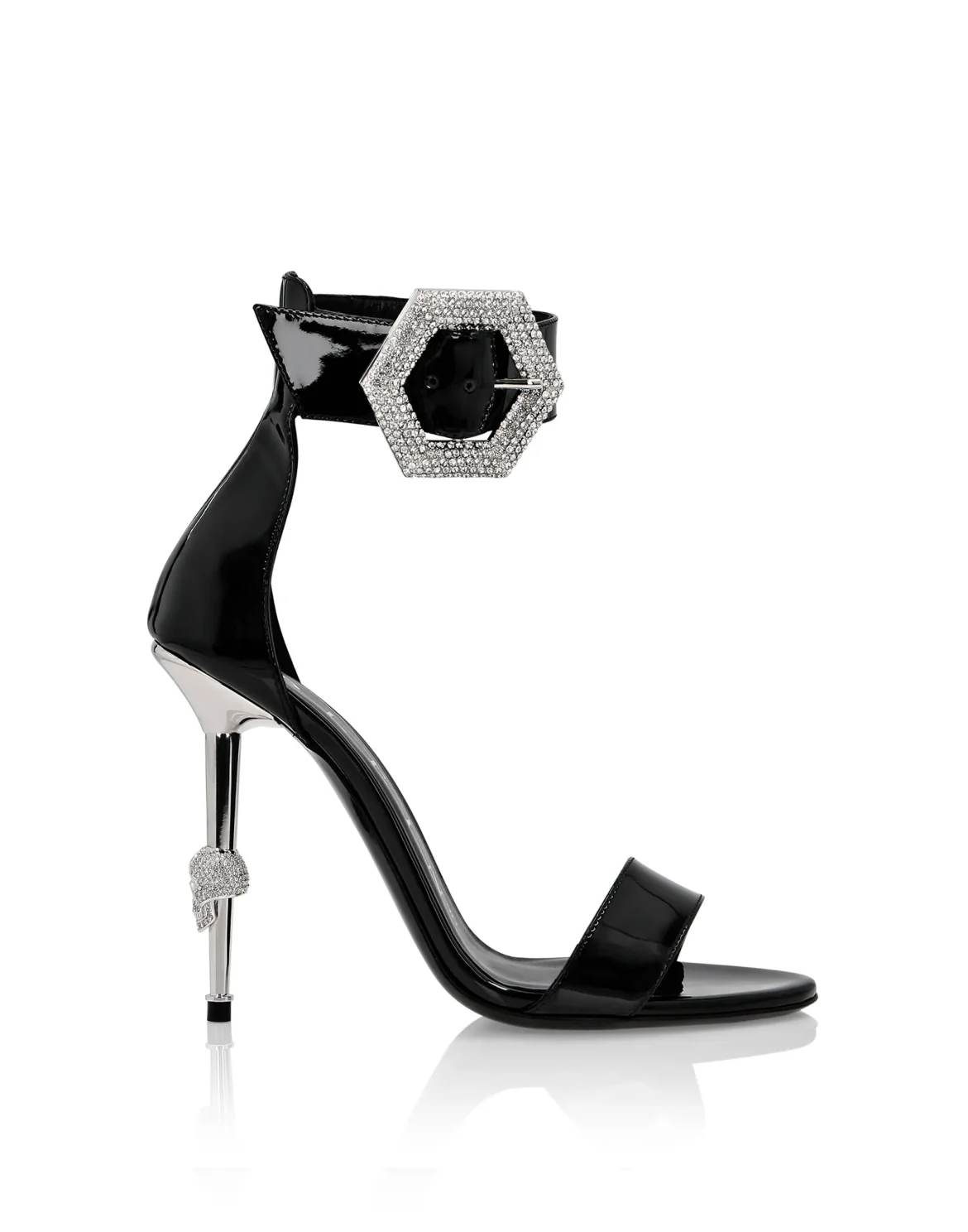 Patent Leather Sandals High Heels Crystal, цвет: Черный
