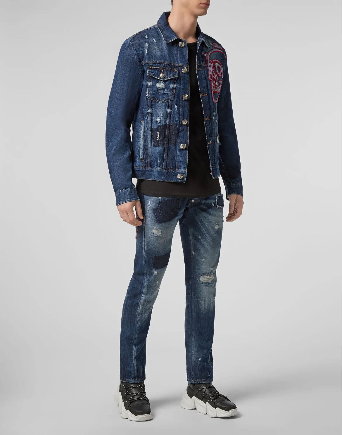 Denim Jacket Outline Skull, цвет: Синий