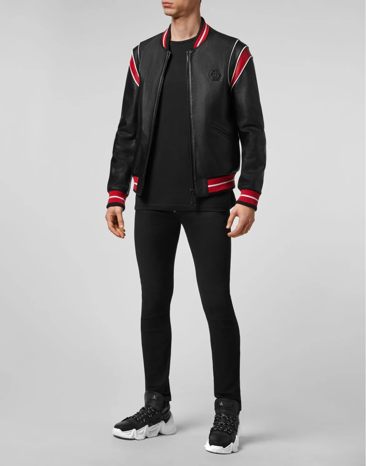 Leather Bomber crystal Teddy Bear, цвет: Черный