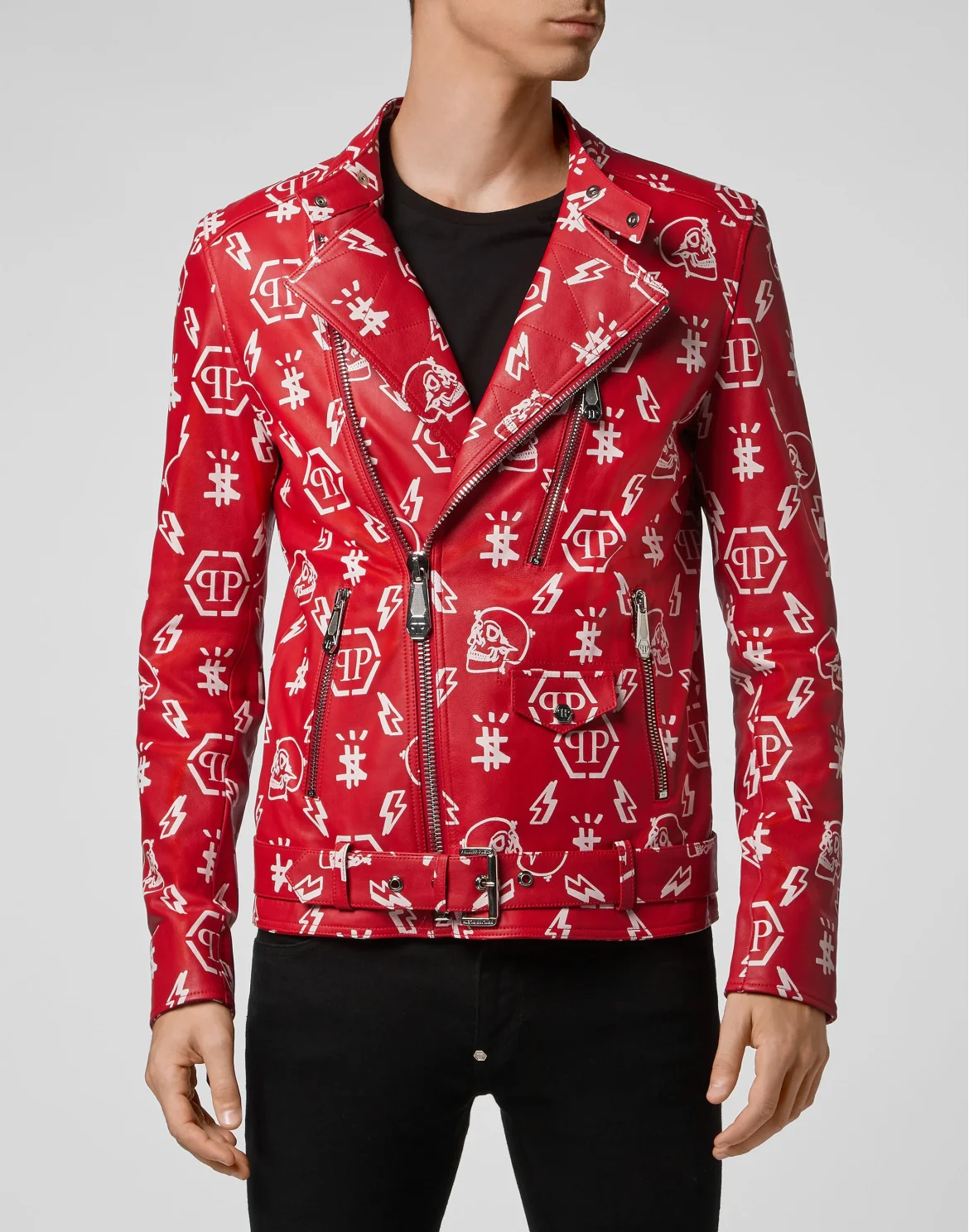 Leather Biker Monogram, цвет: Красный