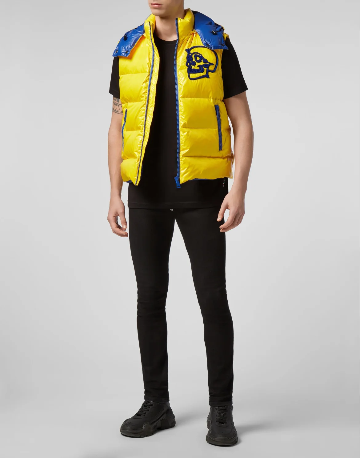 Nylon Short Vest  Outline Skull, цвет: Желтый