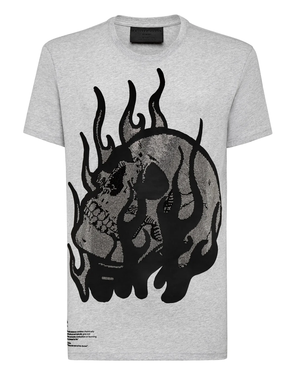 T-shirt Round Neck SS Skull on fire, цвет: Серый