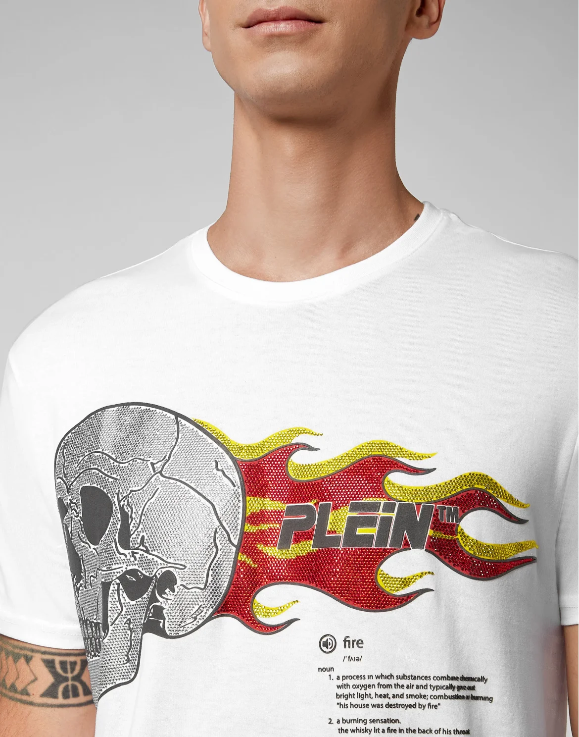 T-shirt Round Neck SS Skull on fire, цвет: Белый