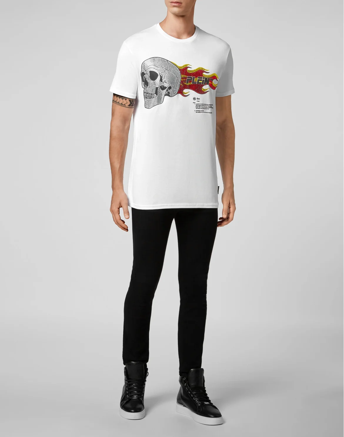 T-shirt Round Neck SS Skull on fire, цвет: Белый
