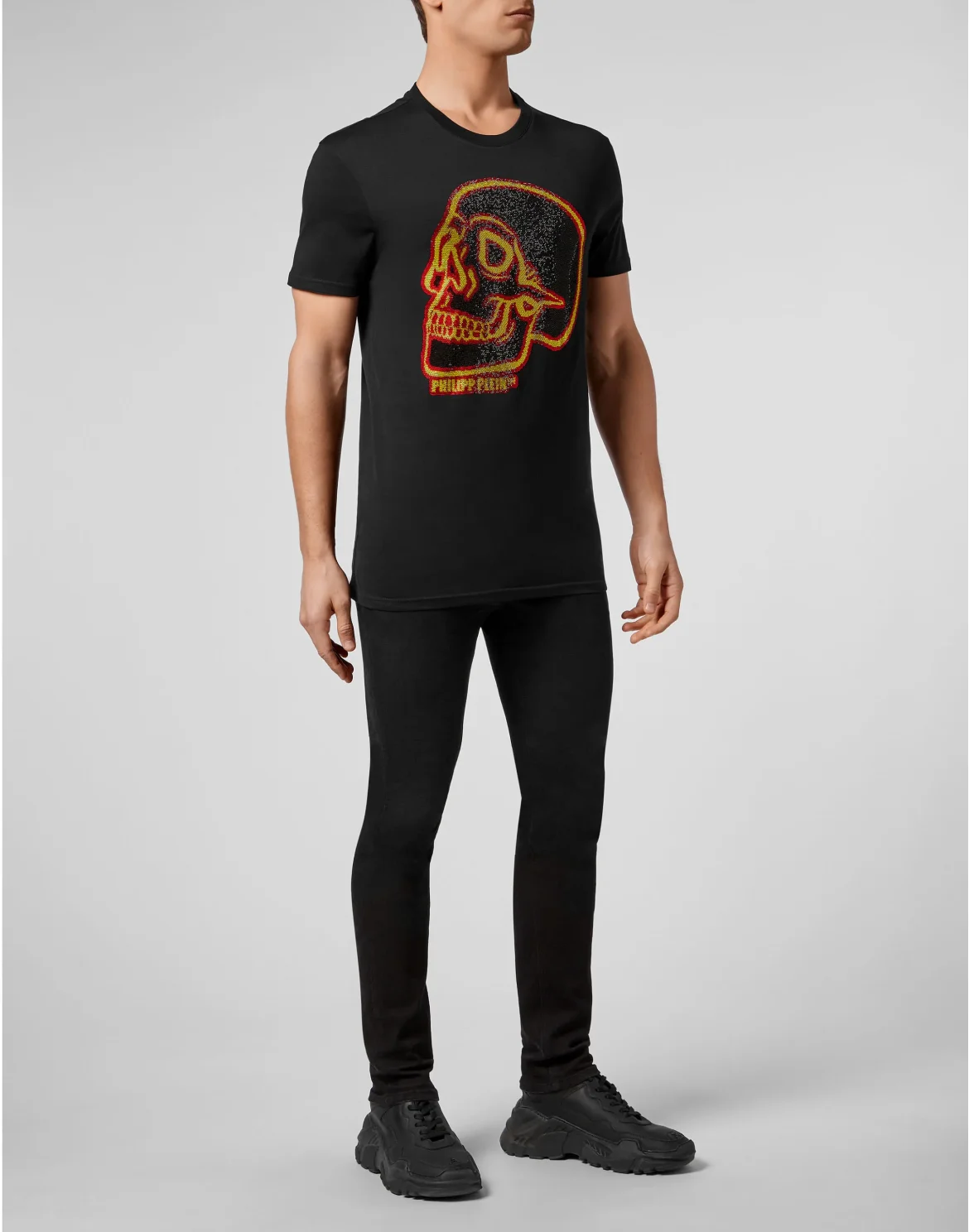 T-shirt Round Neck SS Crystal outline Skull, цвет: Черный