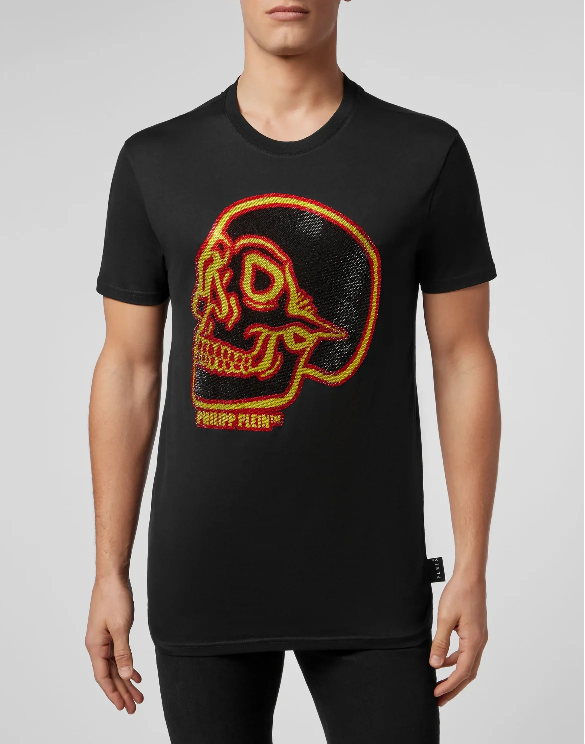 T-shirt Round Neck SS Crystal outline Skull, цвет: Черный